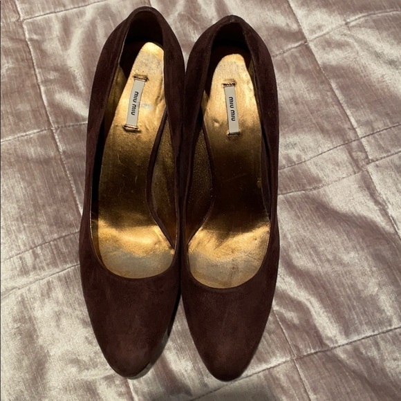 Miu MIU Brown Suede Platform Pumps - Picture 5 of 14